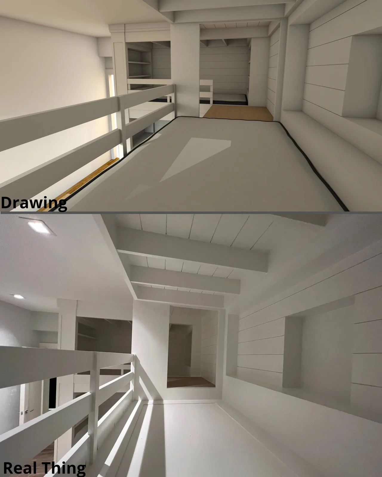 rendered drawing of paneled loft hallway, Built-Ins & Furniture