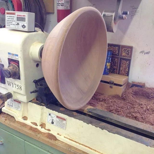 wooden bowl on lathe in progress, Kitchens & Vanities